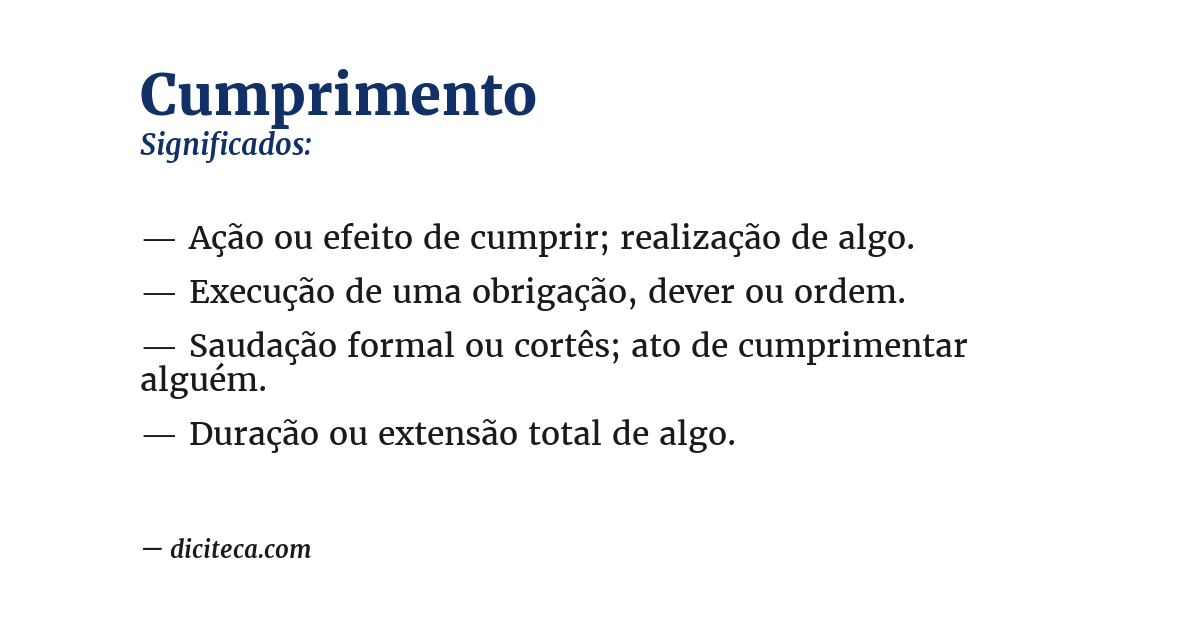 Significado de cumprimento