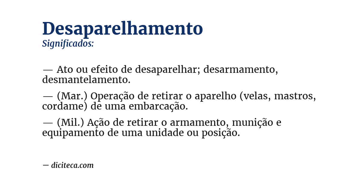Significado de desaparelhamento