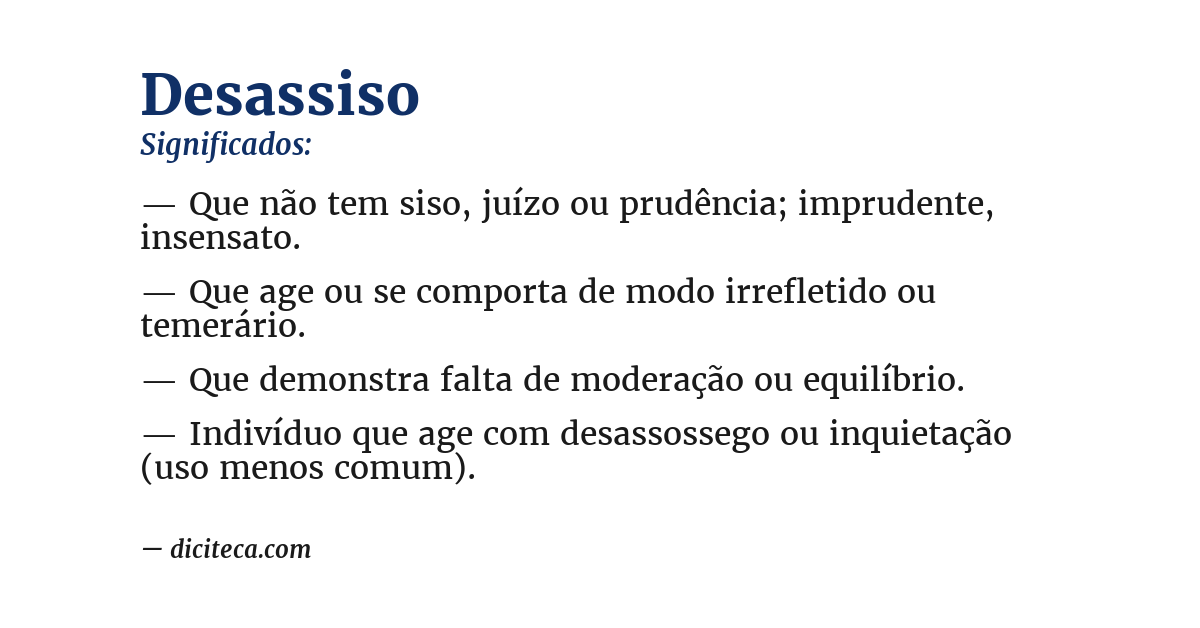 Significado de desassiso