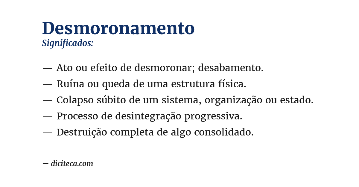 Significado de desmoronamento