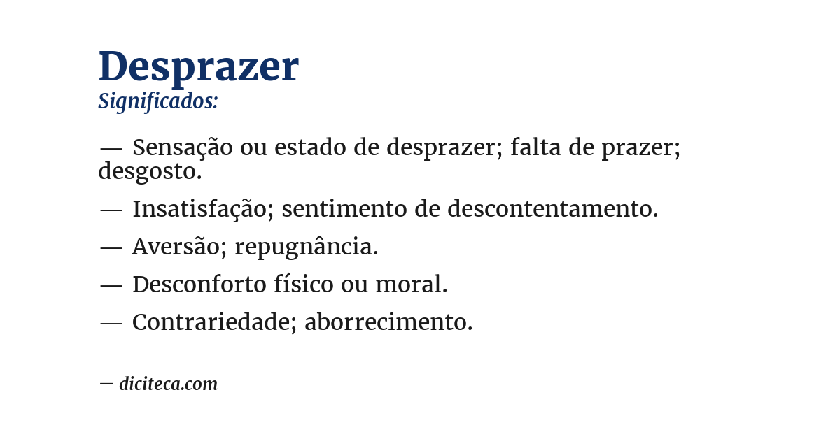 Significado de desprazer