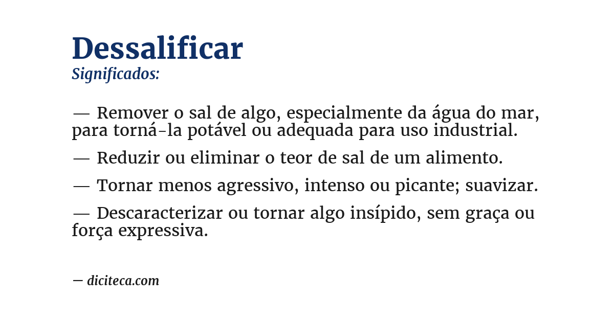 Significado de dessalificar