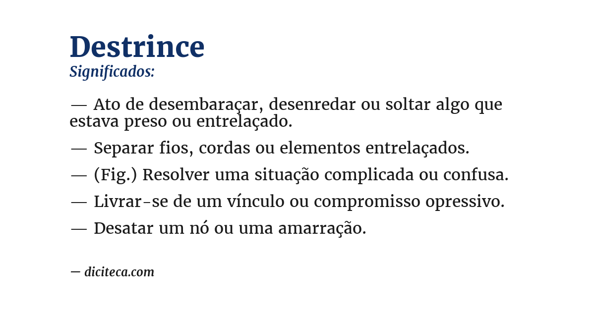 Significado de destrince