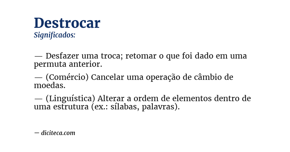 Significado de destrocar