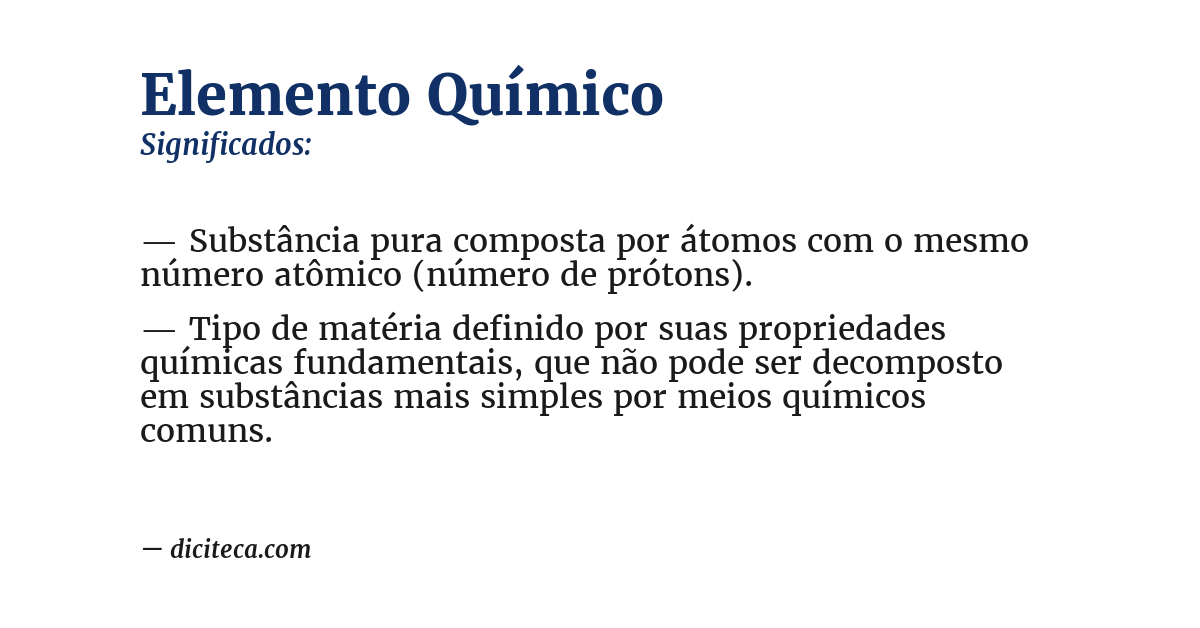 Significado de elemento químico