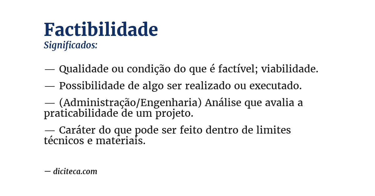 Significado de factibilidade