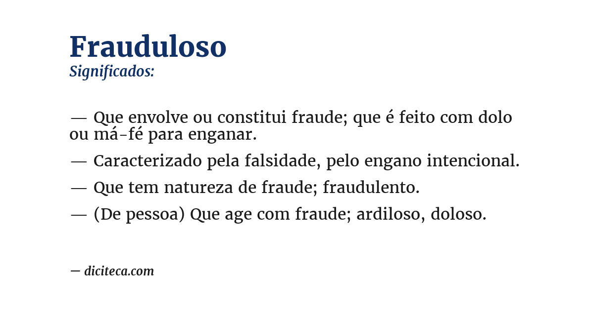 Significado de frauduloso