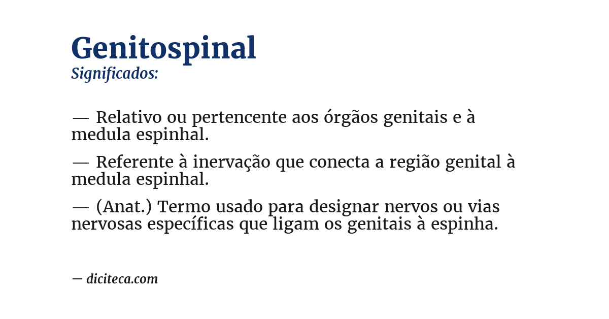 Significado de genitospinal