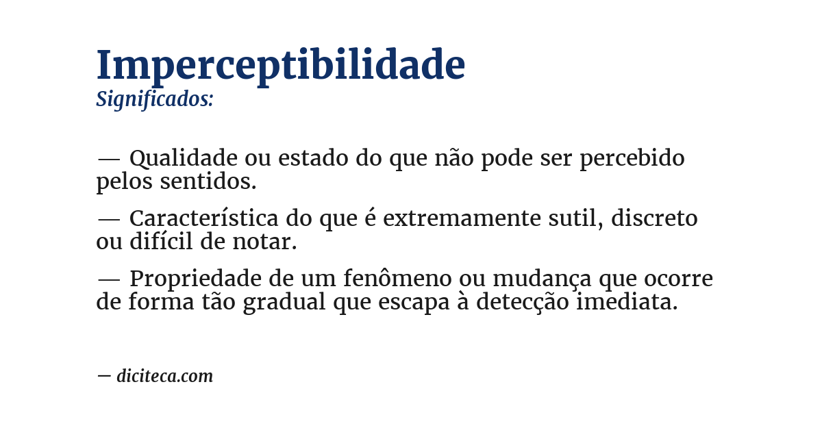 Significado de imperceptibilidade