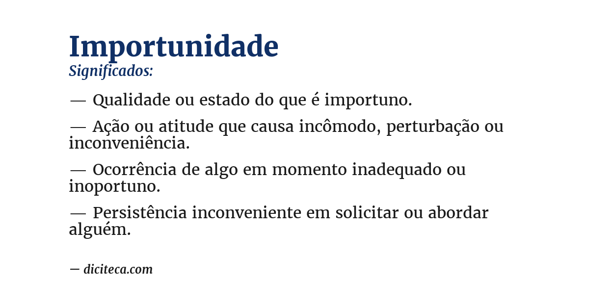 Significado de importunidade