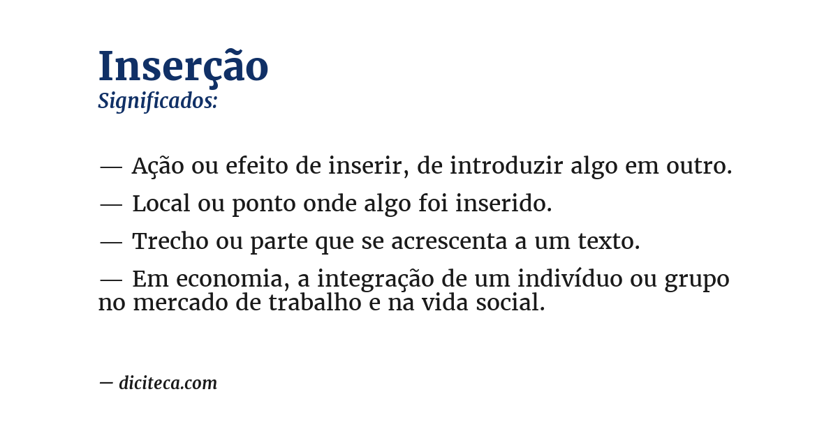 Significado de inserção