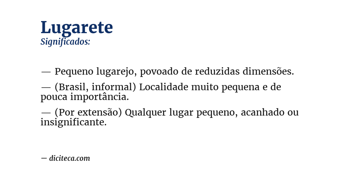 Significado de lugarete