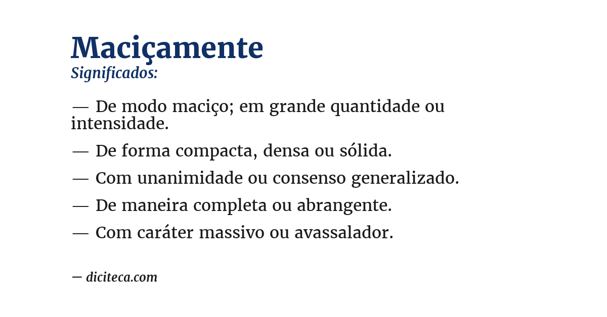 Significado de maciçamente