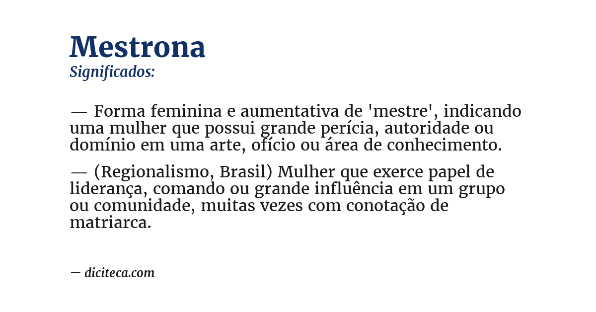 Significado de mestrona