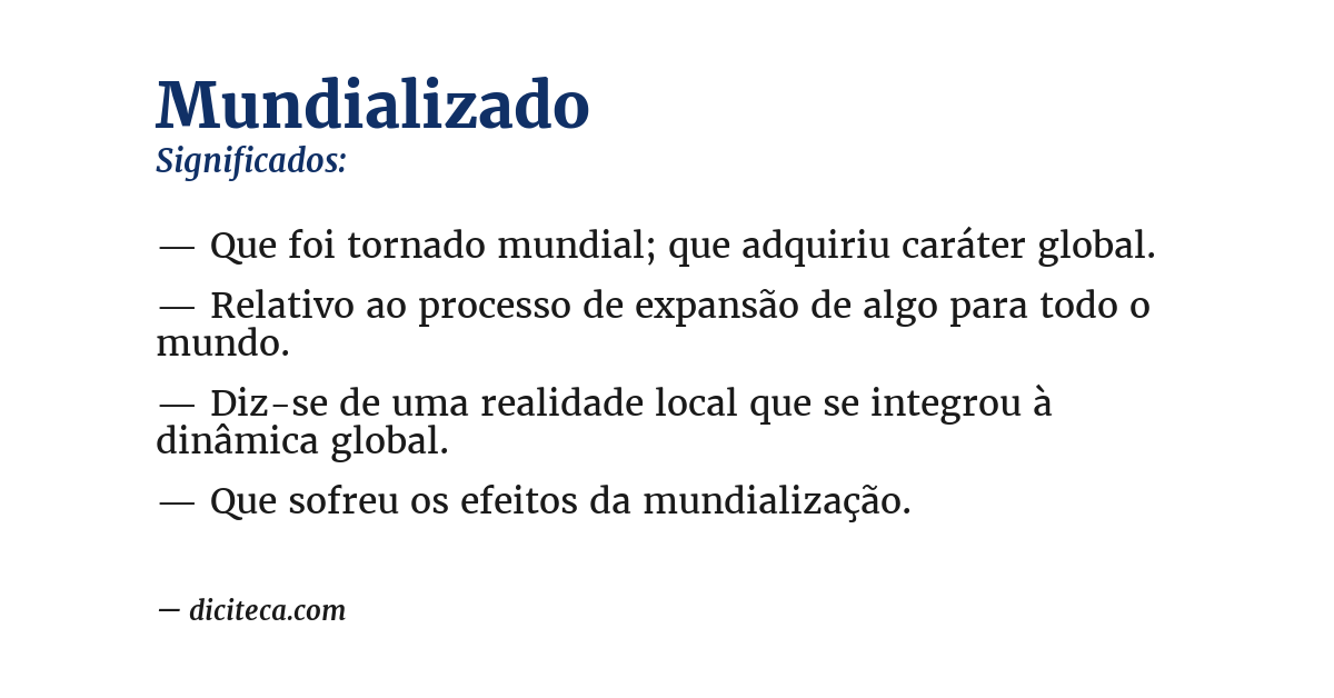 Significado de mundializado