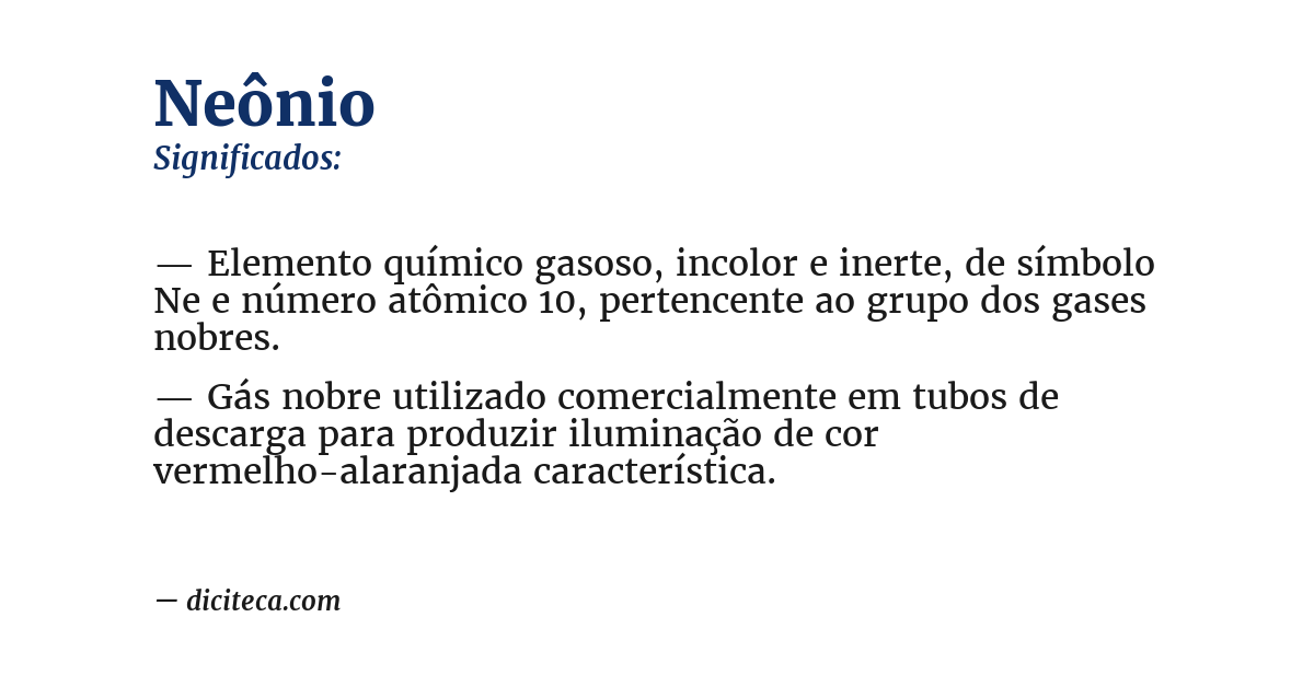 Significado de neônio