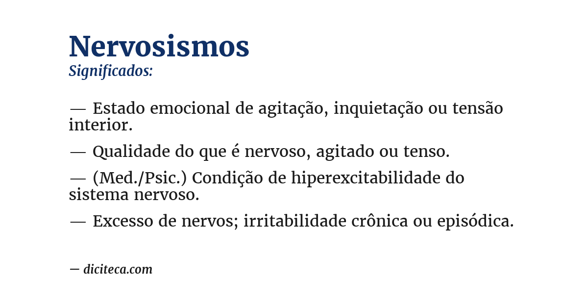Significado de nervosismos