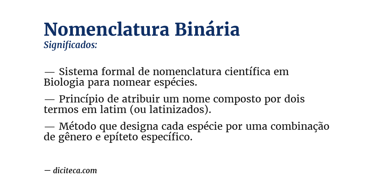 Significado de nomenclatura binária