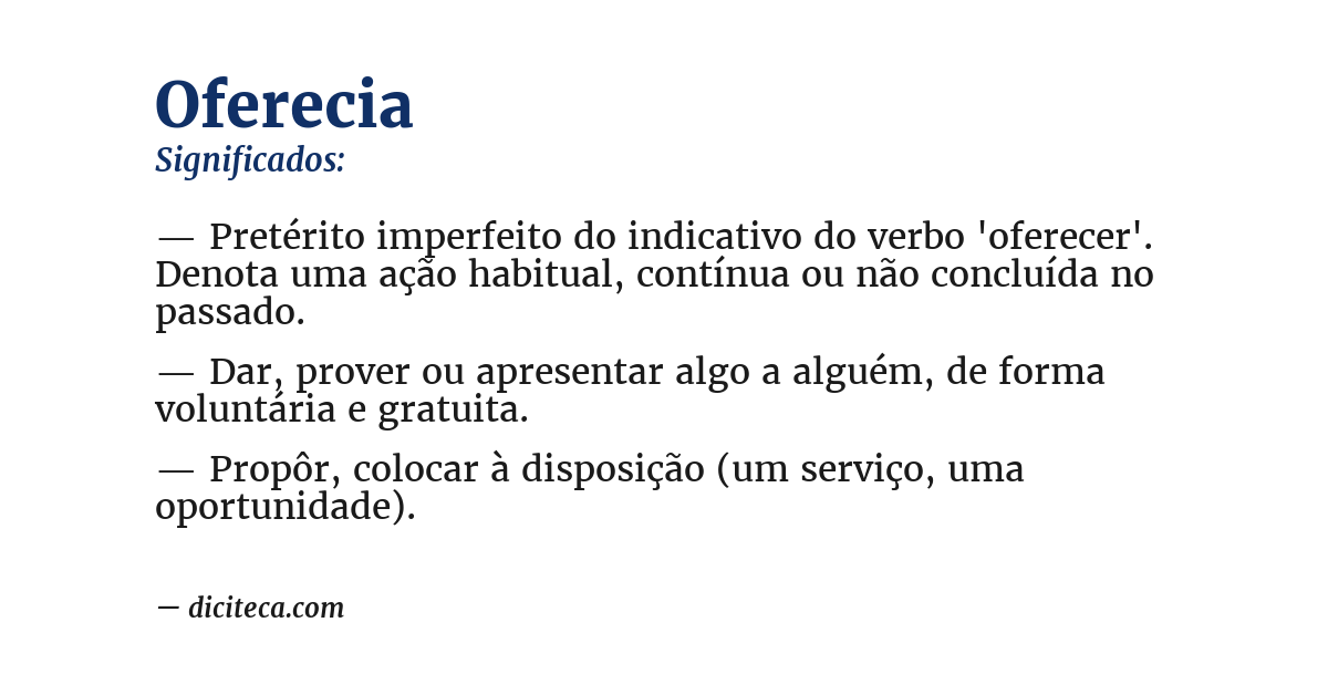 Significado de oferecia