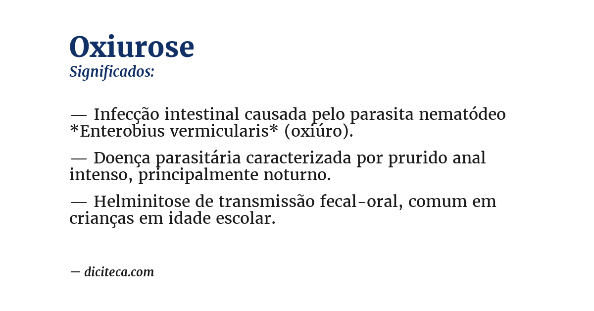 Significado de oxiurose