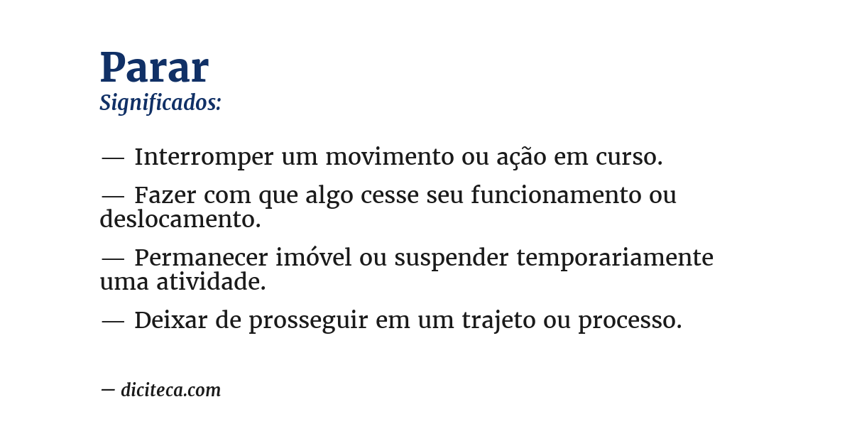 Significado de parar