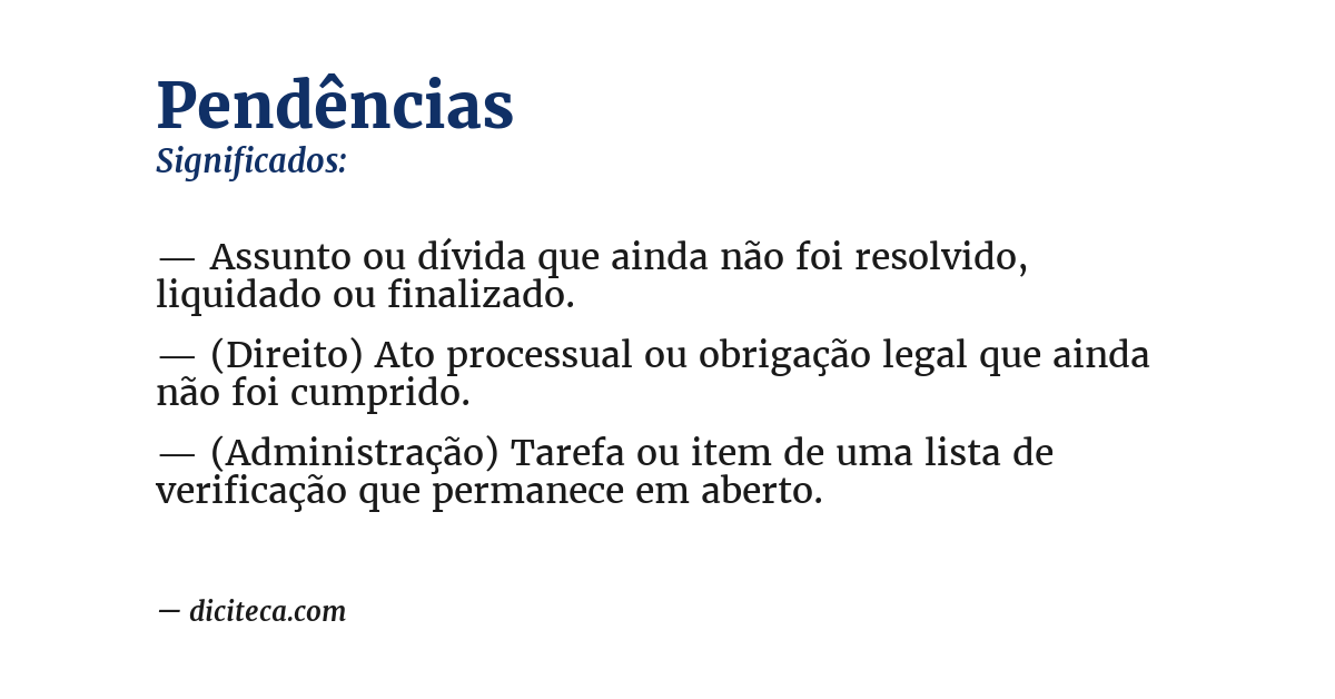 Significado de pendências
