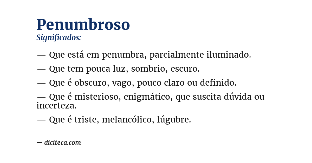 Significado de penumbroso