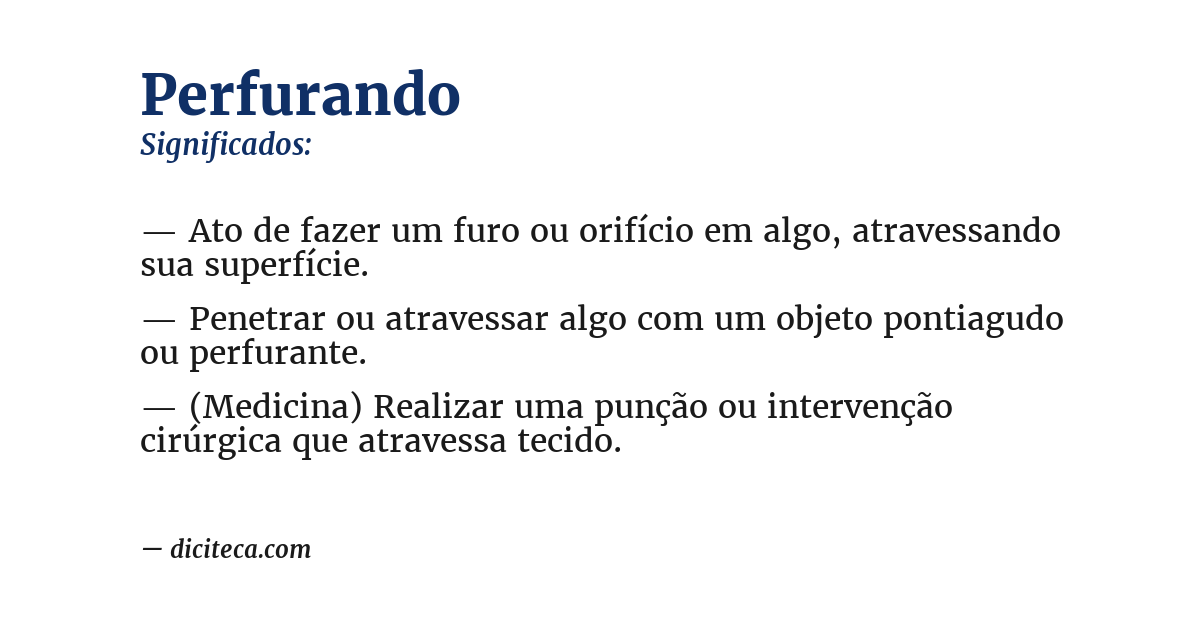 Significado de perfurando