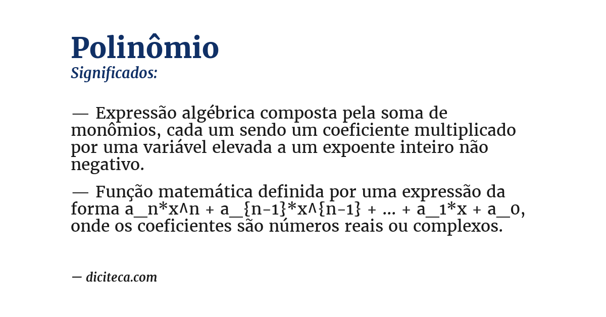 Significado de polinômio