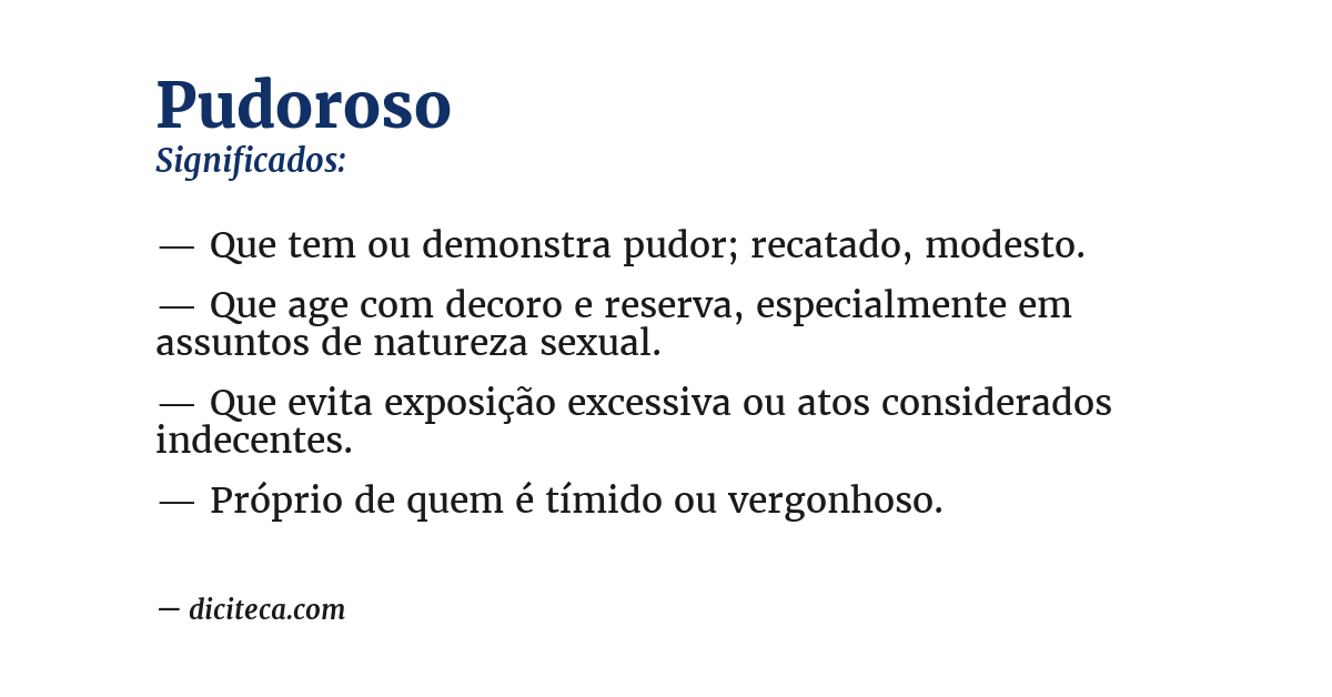 Significado de pudoroso