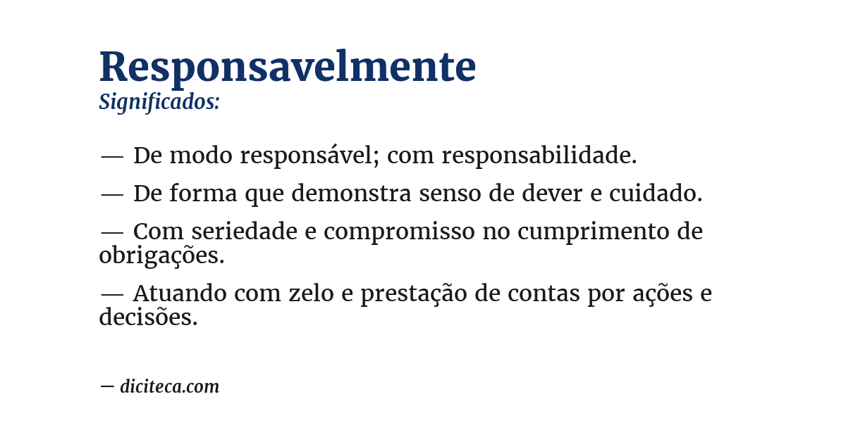 Significado de responsavelmente