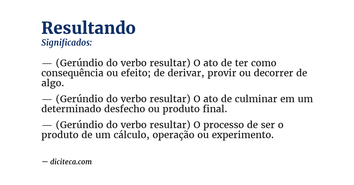 Significado de resultando