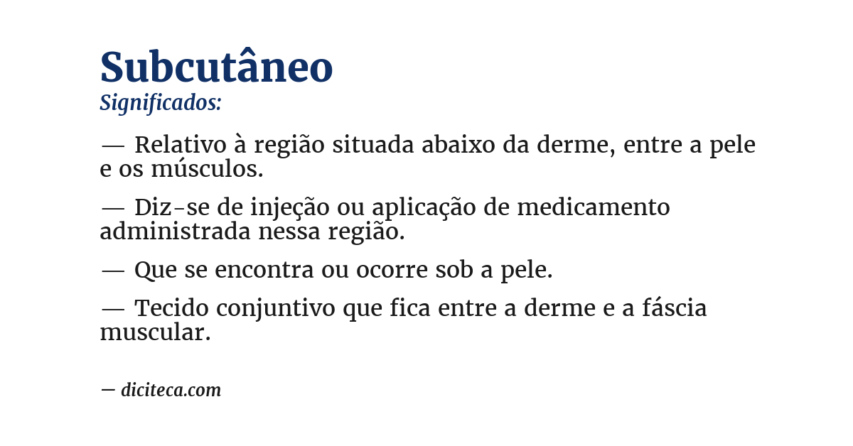 Significado de subcutâneo