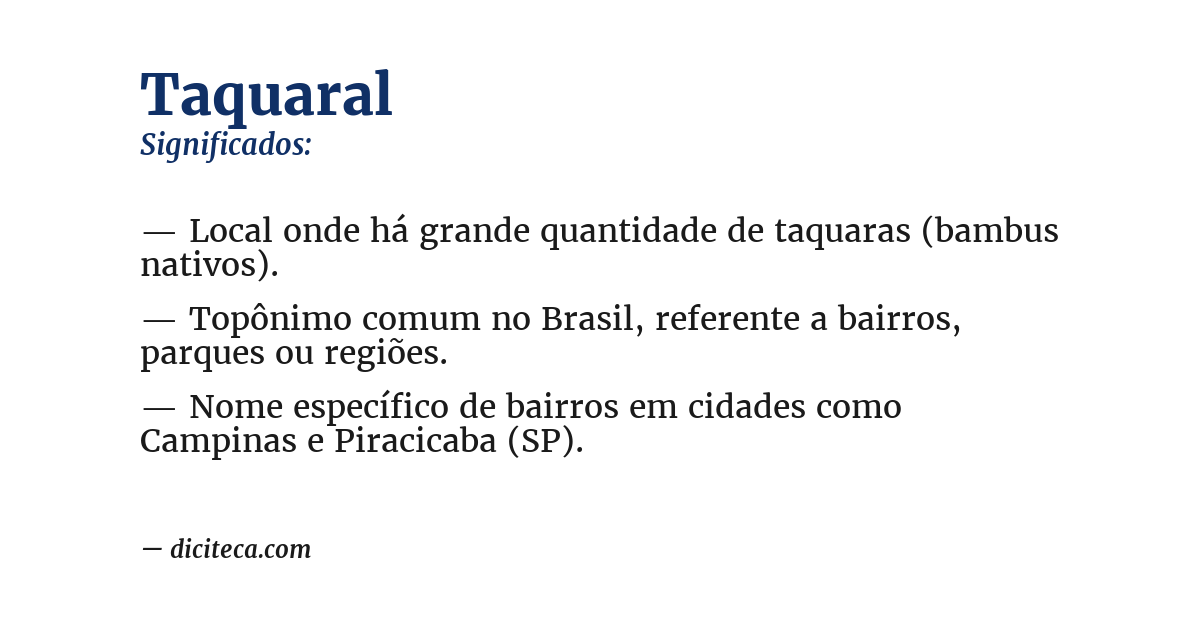 Significado de taquaral