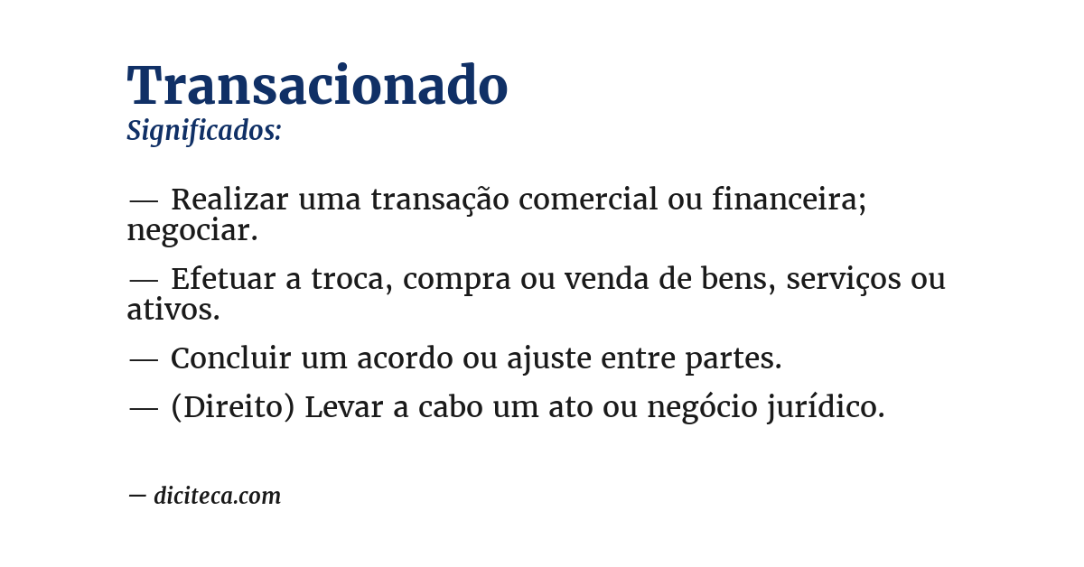 Significado de transacionado