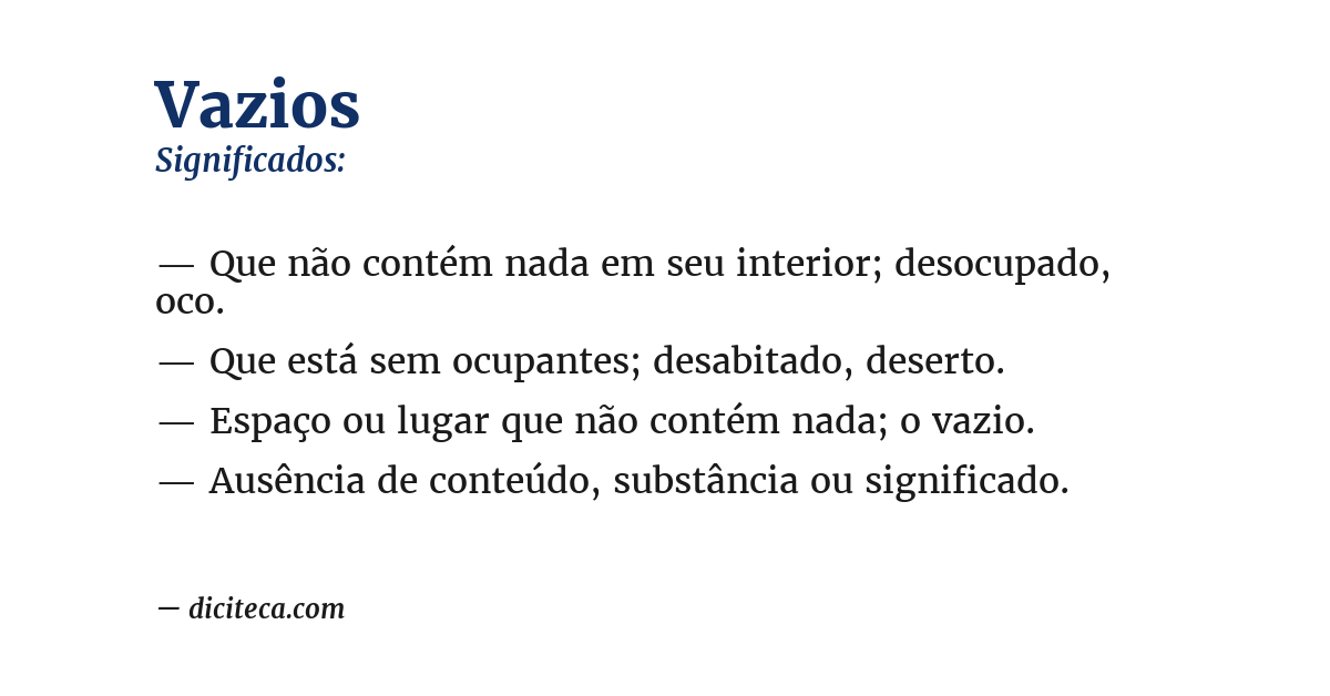 Significado de vazios