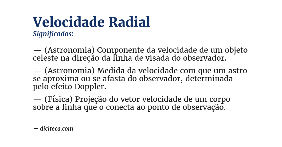 Significado de velocidade radial