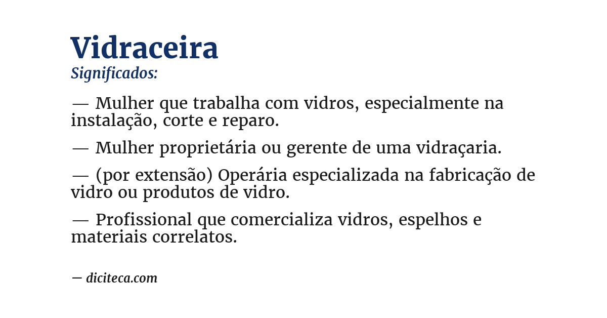Significado de vidraceira