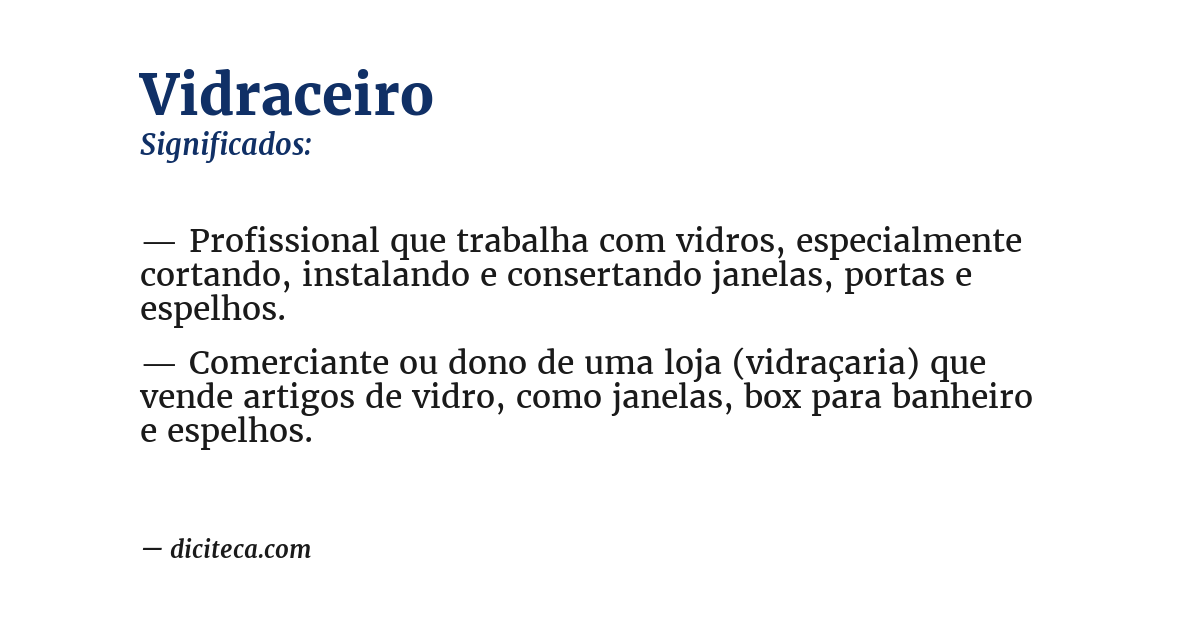 Significado de vidraceiro