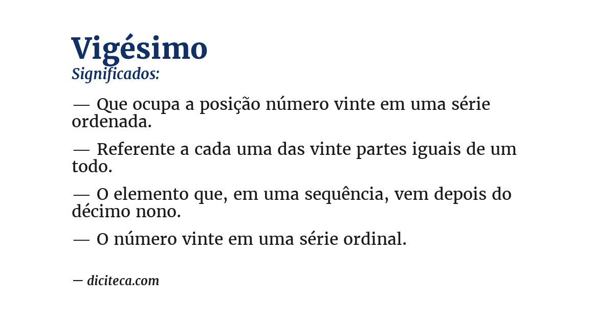 Significado de vigésimo