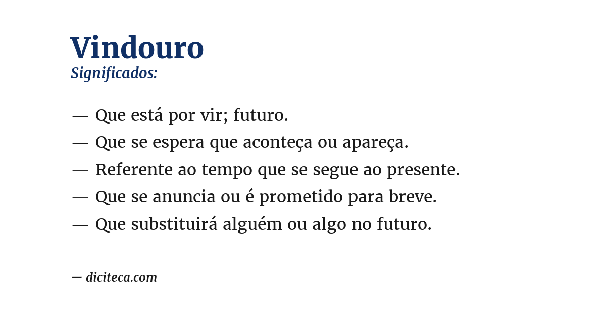 Significado de vindouro