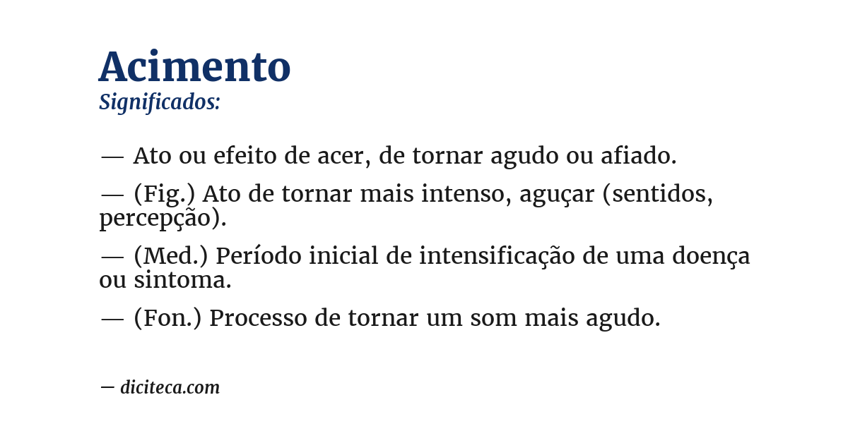 Significado de acimento