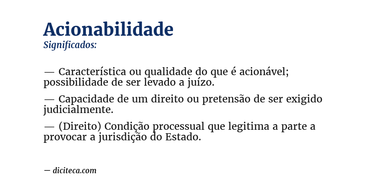 Significado de acionabilidade