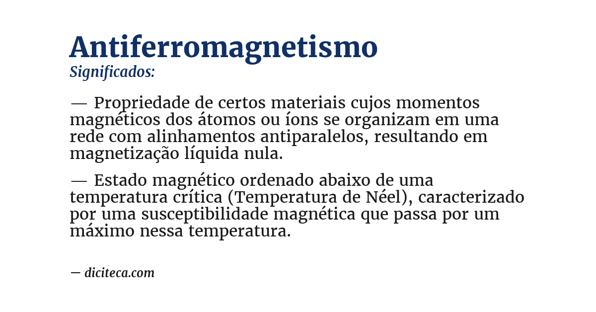Significado de antiferromagnetismo
