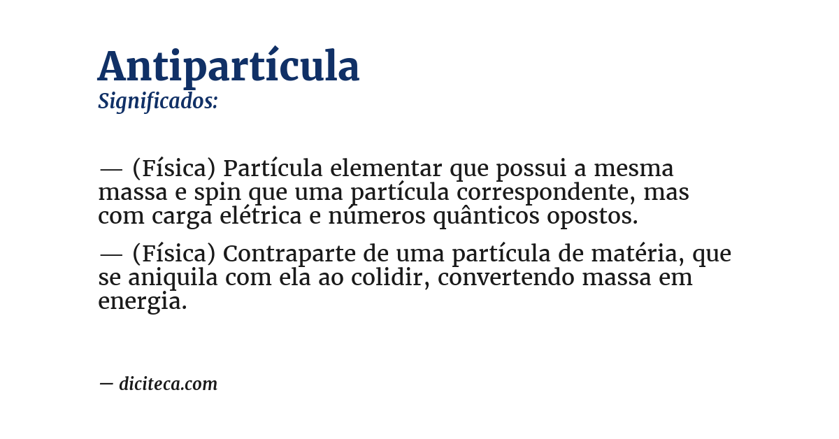 Significado de antipartícula