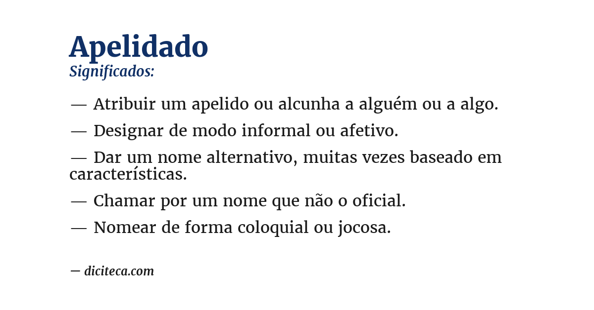 Significado de apelidado