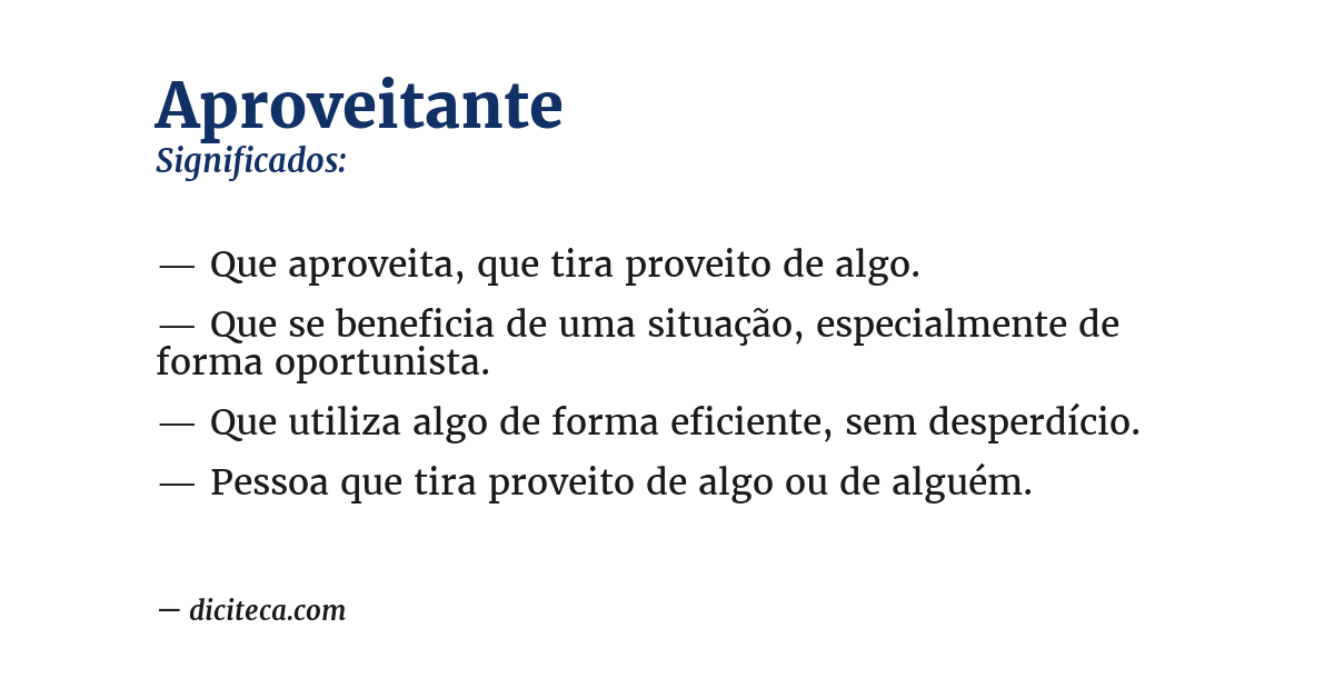 Significado de aproveitante