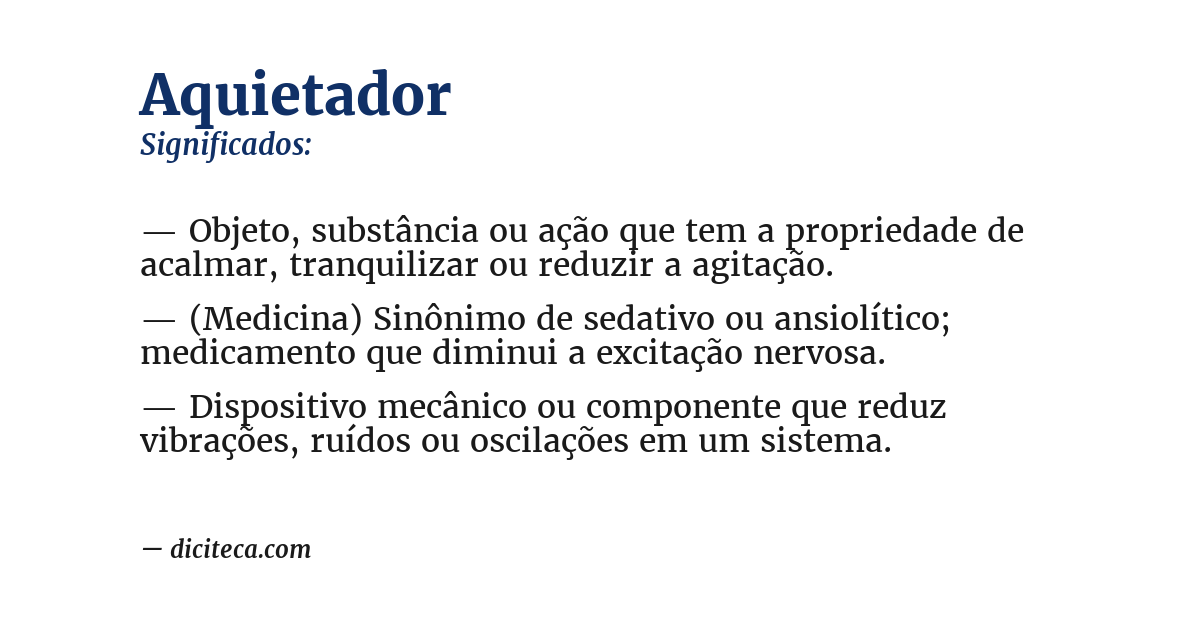 Significado de aquietador