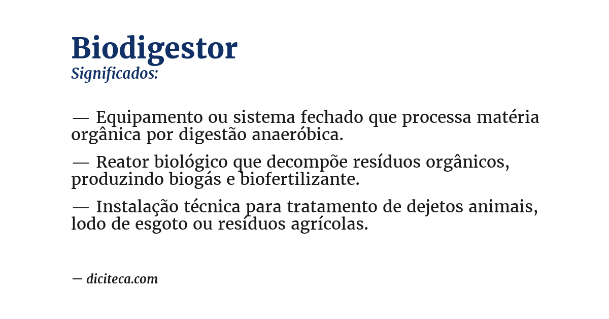 Significado de biodigestor