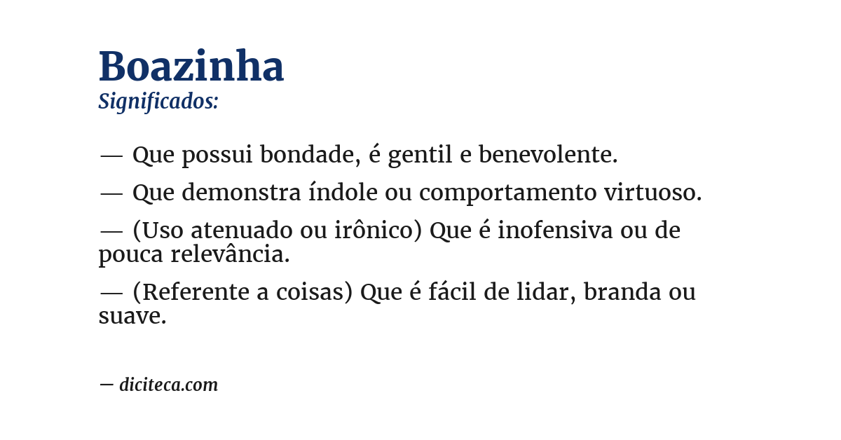 Significado de boazinha